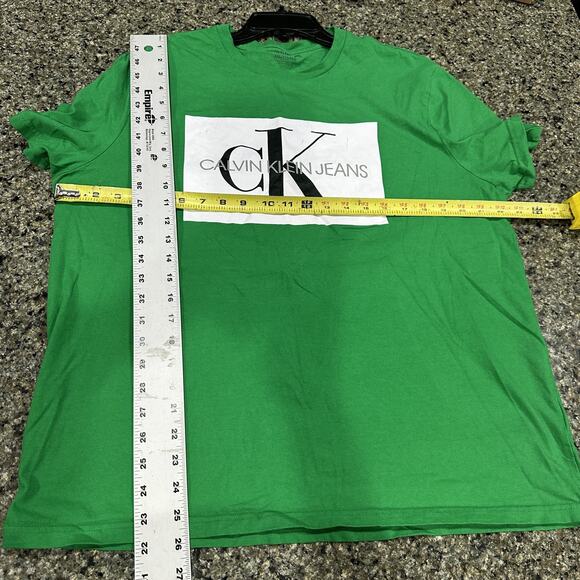 Calvin Klein Tee Shirt Men 2XL Green Logo Graphic Tee T-Shirt Cotton Casual - Picture 3 of 8